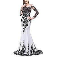 Women's Lace Appliques Mother of The Bride Dress Formal Wedding Evening Gowns with Sleeves