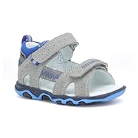 Baby Boys Leather High Sandals 71824/76G Gray w/Blue (Toddler/Little Kid)
