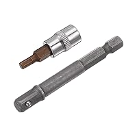 uxcell H4 Hex Bit Socket, Hex Nut Bit Socket, Hex Shank Power Drill Adapter, 0.25 inch (6.35 mm) Square Drive, CR-V Socket, S2 Steel, 1.5 inch (38 mm) Length