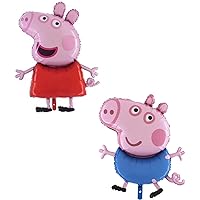 Grabo Pack Of 2 - 37 Inch Peppa & George Character Foil Balloons - Kids Balloons - Party Balloons