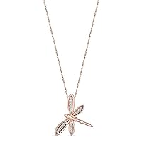0.10 CT Round Cut Created Diamond Dragonfly Pendant Necklace 14K Rose Gold Over