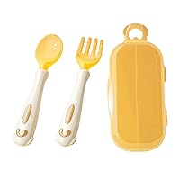 360° Weaning Spoons Fork & Spoon Set Mealtime Utensils Set Foldable Fork Spoon Set for Self Feeding Learning Silicone Spoons