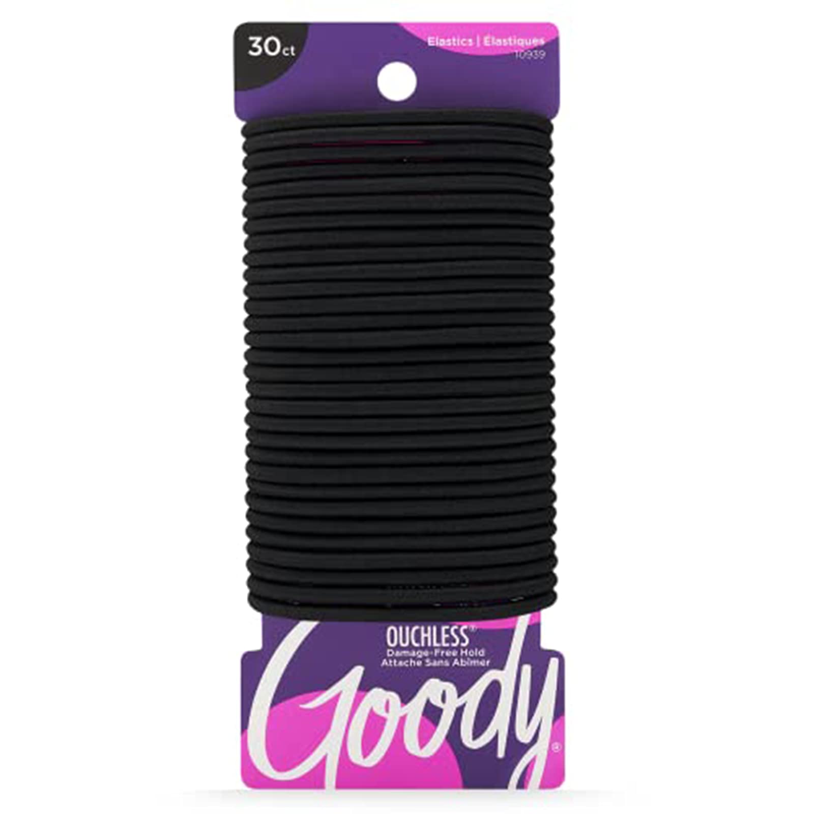 Goody Ouchless Womens Elastic Hair Tie - 30 Count, Black - 4MM for Medium Hair- Hair Accessories for Women Perfect for Long Lasting Braids, Ponytails and More - Pain-Free