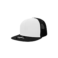 DECKY Youth 6 Panel High Profile Structured Cotton Trucker, White/Black
