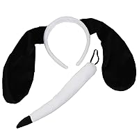 Puppy Dog Ears and Tail Dog Ears Headband Puppy Dog Costume Ears and Tail Black and White Dog Ears