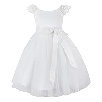 Off White Lace Tulle Flower Girl Dress Girls Wedding Party Dress Little Girl Dress Toddler Dress