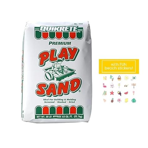50 LB Premium Grade Quikrete Play Sand for Sandbox, Craft Sand, and General Kids Play Sand Usage. Included with a Sheet of Summer Stickers by Home and Country USA