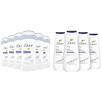 Invisible Solid Antiperspirant Deodorant Stick for Women Original Clean Pack of 6 and Dove Body Wash Deep Moisture Count For Dry Skin Moisturizing Skin Cleanser 20 oz
