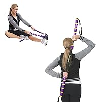Physical Therapy Full Body Stretching Strap with Patented Easy Grip Handles for Sore and Tight Muscles, Includes Coaching Guide (Purple/Yellow)