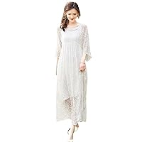 Women's Summer White Dress,High-Grade Embroidered Mulberry Silk Dress