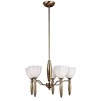 LS-10315BRZ/WHT Daffodil 5-Lite Ceiling Lamp, Bronze with White Glass