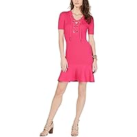 Michael Kors Womens Lace-Up Sweater Dress, Pink, X-Small