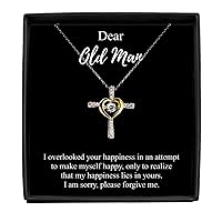 I'm Sorry Old Man Necklace Apologize Gift Pardon Pendant I Overlooked Your Happiness Please Forgive Me Sterling Silver Chain With Box