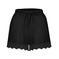 Shorts for Women Trendy Lace Plus Size Rope Tie Shorts Yoga Sport Pants Leggings Trousers Summer Workout Shorts Black of Friday Early Deals