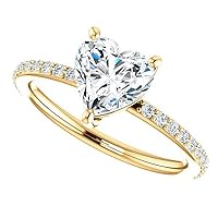 10K Solid Yellow Gold Handmade Engagement Ring 2.50 CT Heart Cut Moissanite Diamond Solitaire Wedding/Bridal Ring for Women/Her, Awesome Ring for Women