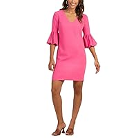 Trina Turk Women's V Neck Puff Sleeve Sheath Dress