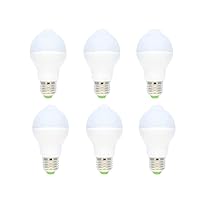 6 Pack 7W E27 Motion Sensor Light Bulb Smart PIR LED Bulbs Auto On/Off Night Lights Energy Saving Lamp for Stairs Garage Corridor Walkway Yard Hallway Patio Carport Cold White (Color : Natural)