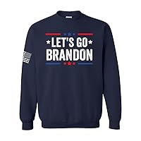 Trenz Shirt Company Let's Go Brandon Patriotic FJB Funny Political Men's Graphic Crewneck Sweatshirt