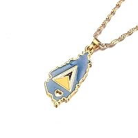 Heart Saint Lucia Map Flag Necklace for Women Girl Gold Color Jewelry St. Lucia Pendant Chains Jewellery silver G167 0