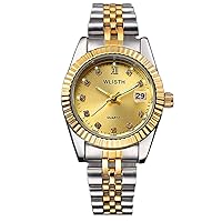 Couple Watches, Fashion Stainsteel Steel Luminous Waterproof Date Watch, Unisex Quartz Analog Wrist Watch for Men Women