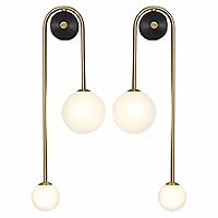 Globe Glass Wall Sconce Lighting 2-Lights Gold Modern Brushed Brass Wall Mount Light Mid Century Beside Wall Lamp with Glass Shade for Loft Living Room Bedroom (2 Pack)