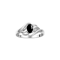 14K White Gold Ring with Classic Style, 6X4MM Birthstone Gemstone, & Sparkling Diamonds - Opulent Gem Jewelry for Women in Sizes 5-10