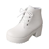 Boots for Women Ankle Boots Wedge Sneakers Platform Cotton Warm Fur Snow Boots Toe Chunky High Heels Shoes