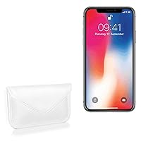 BoxWave Case Compatible with iPhone X - Elite Leather Messenger Pouch, Synthetic Leather Cover Case Envelope Design - Ivory White