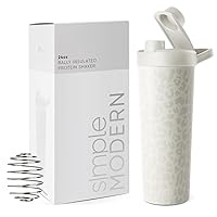 Simple Modern Stainless Steel Shaker Bottle with Ball 24oz | Metal Insulated Cup for Protein Mixes, Shakes and Pre Workout | Rally Collection | Cream Leopard