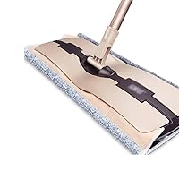 CHCDP Professional Microfiber Mop for Hardwood, Laminate, Tile Floor Cleaning, Stainless Steel Telescopic Handle, Khaki