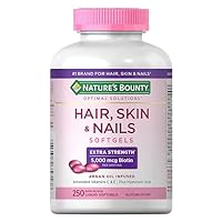 Natures Bounty Hair, Skin and Nails, 250 Softgels | 5,000 mcg Biotin Per Serving | Supports Lustrous Hair, Healthy Nails & Vibrant Skin Bundle