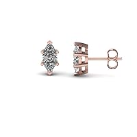 Solitaire Marquise Cut D/VVS1 Diamond Beautiful Six Prong Set Fancy Party Wear Stud Earring For Women's & Girls .925 Sterling Sliver