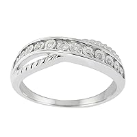 Mother's Day Gift For Her 1/20 Carat Total Weight (cttw) Sterling Silver Diamond Band Ring For Women, Available With Black, Blue & White Diamonds