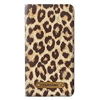 RW2204 Leopard Pattern Graphic Printed PU Leather Flip Case Cover for iPhone 11 with Personalized Your Name on Leather Tag