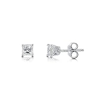 Tiny Square Stud !! Cubic Zircon Gemstone Platinum Plated 925 Sterling Silver Stud Earring for Girls