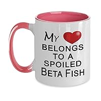 Beta Fish Coffee Mug, Fish Related Gifts, Accessories, Stuff, Items for Owner, Mom, Dad - My Heart Belongs to a Spoiled Fish