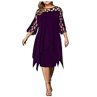 LISTHA Summer Dresses for Women 2023 Plus Size Chiffon Batwing Sleeve Dress Casual Cold Shoulder Wedding Guest Dress