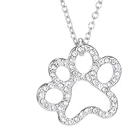 Round Cut D/VVS1 Diamond Dog Paw Pendant For Women's & Girls 14K White Gold Plated 925 Sterling Silver