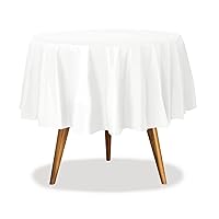 White Disposable Plastic Tablecloth for Round Tables (36 Pack) Table Cloths for Parties, Events & Weddings, Indoors & Outdoors, 84 inches, Plastic Table Cover