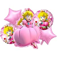 5pcs Pink Princess Peach Foil Balloons Princess Theme for Girl Birthday Party Decorations Supplies（5pcs）