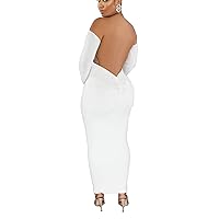Womens Long Sleeve Off The Shoulder Maxi Dress Sexy Bodycon Midi Dresses Club Outfits