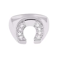 Rylos Mens Rings Sterling Silver or Yellow Gold Plated Silver Designer Lucky Horseshoe Ring with Genuine Diamonds Rings For Men Men's Rings Silver Rings Sizes 6,7,8,9,10,11,12,13 Mens Jewelry