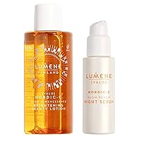 Lumene Brightening Facial Bundle - Includes Nordic-C Skin Glow Renew Night Serum for Face and Glow Lumenessence Brightening Beauty Face Lotion - 2-Piece Skincare Set for Face