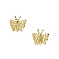 Fine Jewelry For Girls - 14K Yellow Gold Butterfly Stud Earrings