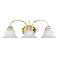 Livex Lighting 1533-02 Edgemont 3 Light Vanity Polished Brass with White Alabaster Glass, 23.5 x 8.75 x 8
