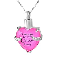 misyou Heart Pendant Cremation Urn Necklaces for Ashes Memorial Pendant I Love You to The Moon and Back Engraved 12 Birthstone Jewelry