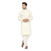 Men Cotton Blend Kurta Pyjama Set Party Fashion Regular Ethinic Wear Indian Dress Gift for Men