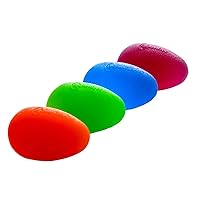 Eggsercizer Hand Exerciser 4Piece Set with Levels of Resistance 1 Each Orange XSoft Green Soft Blue Medium Purple Firm Perfect Tools for Hand Therapy and Grip Strengthening