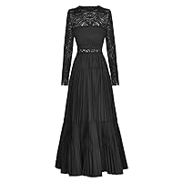 Hollow Out Embroidery Long Party Dresses for Women Black Elegant Prom Formal Occasion Dresses Maxi Robe