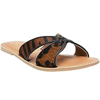 Matisse Footwear Cover Up Cross Band Slide Sandal, Cow Hair Upper, Non-Slip Rubber Sole, Lightweight and Sturdy